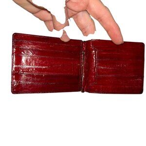 Eel Skin RED vintage money clip bifold card holder wallet